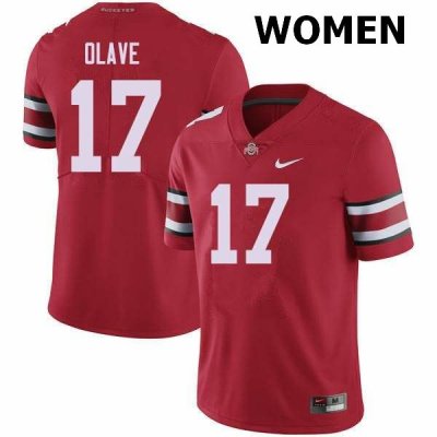 Women's Ohio State Buckeyes #17 Chris Olave Red Nike NCAA College Football Jersey Best YIF2344AK